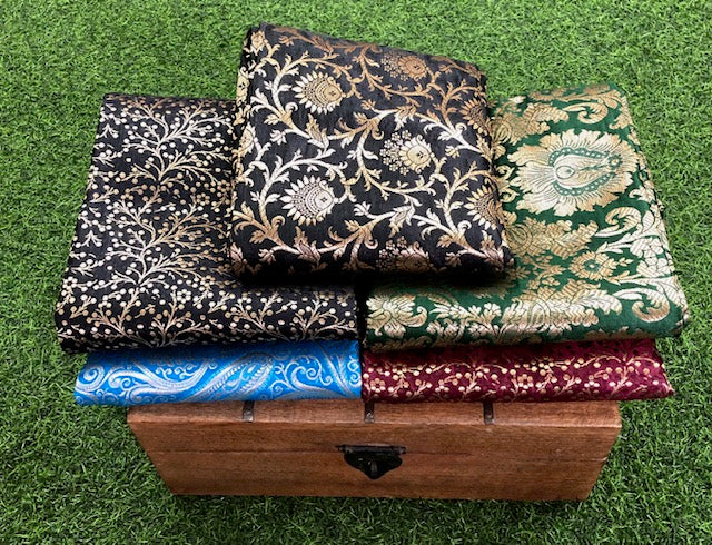 5 pcs Bundle Brocade Fabrics, assorted brocade fabric bundle, Banarasi fabric NF015.