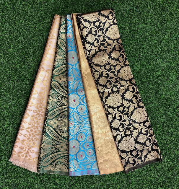 5 pcs Bundle Brocade Fabrics, assorted brocade fabric bundle, Banarasi fabric - NF037