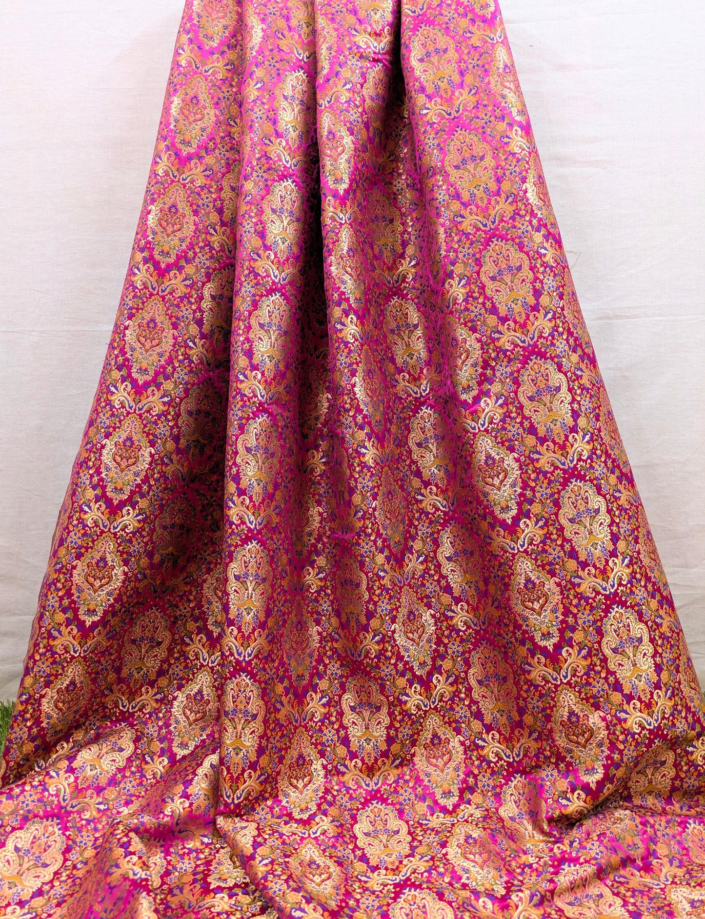 Brocade fabric Jacquard damask fabric Wedding bridal fabric Upholstery fabric Silk Dress Fabric Gold Brocade fabric by the yard- NFAF503