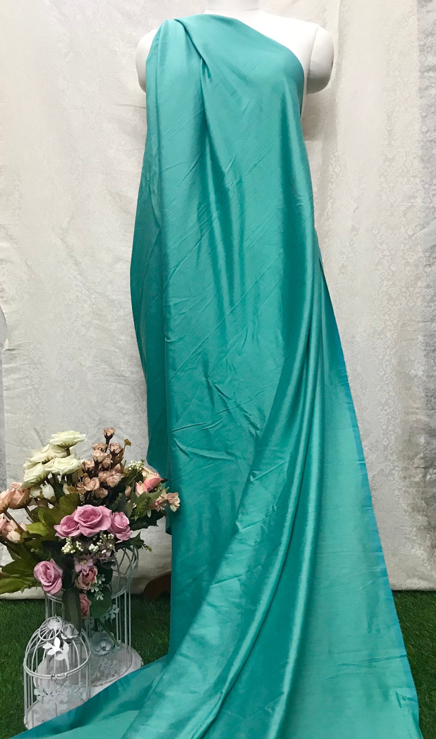 Shantung Cotton Silk See Green Fabric, Handloom Dress, Wedding Silk Fabric, Multiple yardage will come in the continuous length NF924