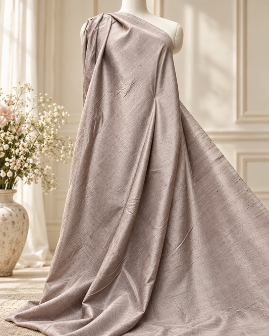 Taupe shantung raw silk fabric, Handloom dupioni silk fabric, Wedding dress, Khadi silk fabric, Luxury fabric, royal fabric - RSAF17