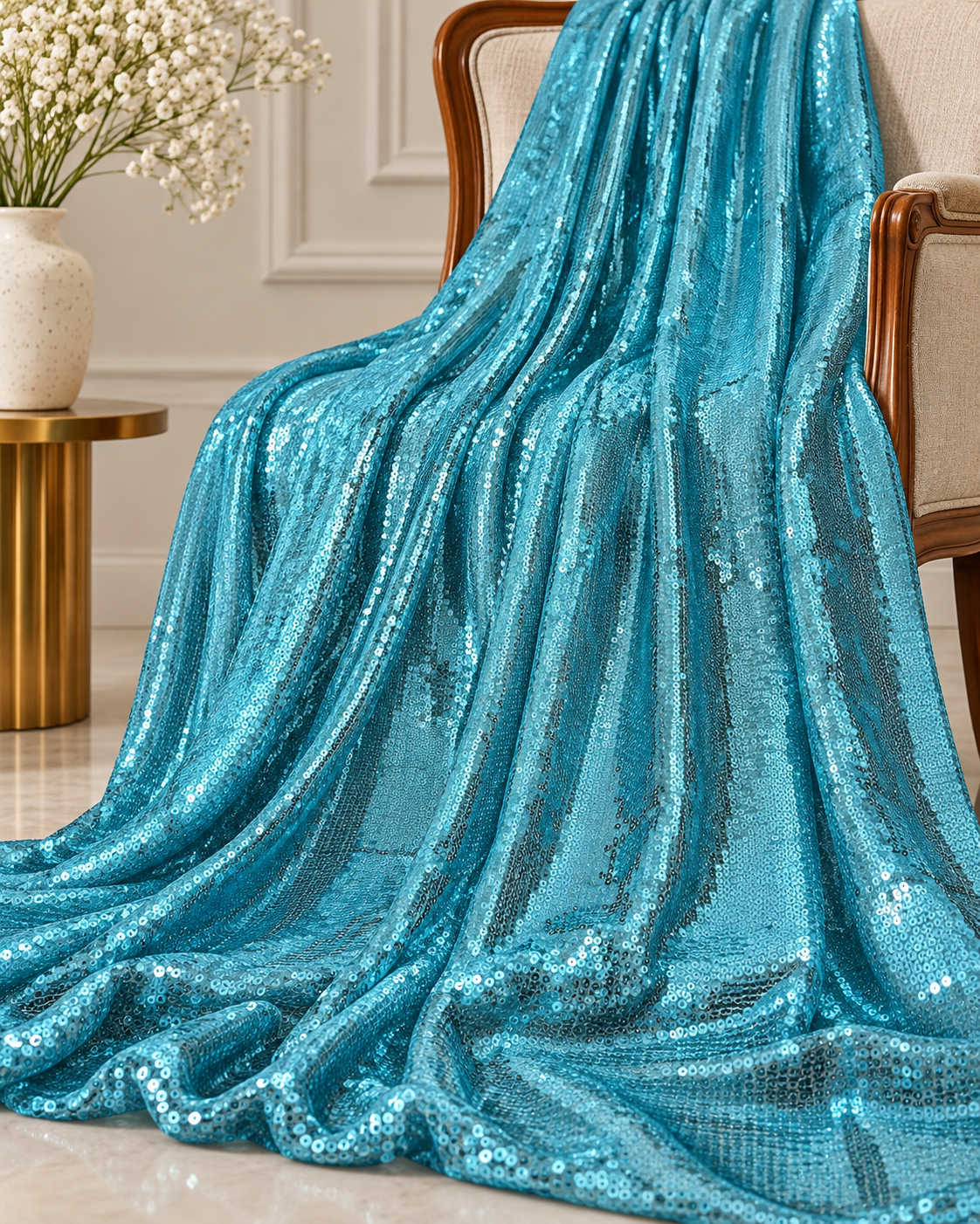 3mm Mini Sequin Fabric Material Georgette wedding Fabric dress backdrop Fabric Table runner Fabric Matte Paillettes or Sparkling Sequins