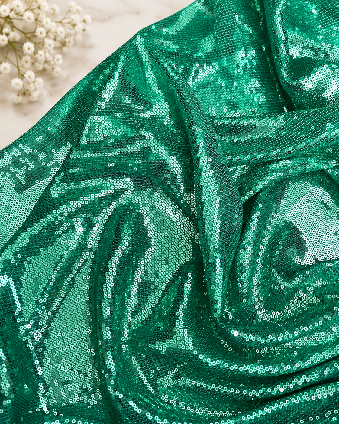 Sea green embroidered fabric, Sequin Georgette Fabric, Evening dress, Bridesmaid dress, Wedding inspiration, Fabric store, Handmade - SQAF05