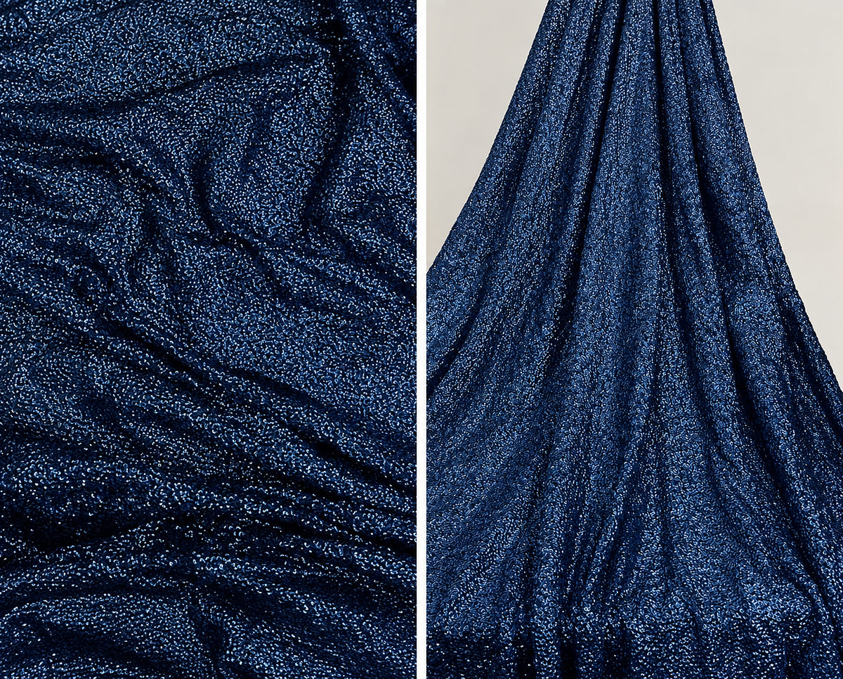 Embroidered fabric Navy Blue Georgette Sequin fabric Wedding Indian Lehenga Fabric Dupatta Dress fabric Embroidery fabric by the yard meter