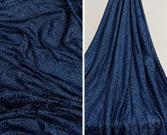 Embroidered fabric Navy Blue Georgette Sequin fabric Wedding Indian Lehenga Fabric Dupatta Dress fabric Embroidery fabric by the yard meter