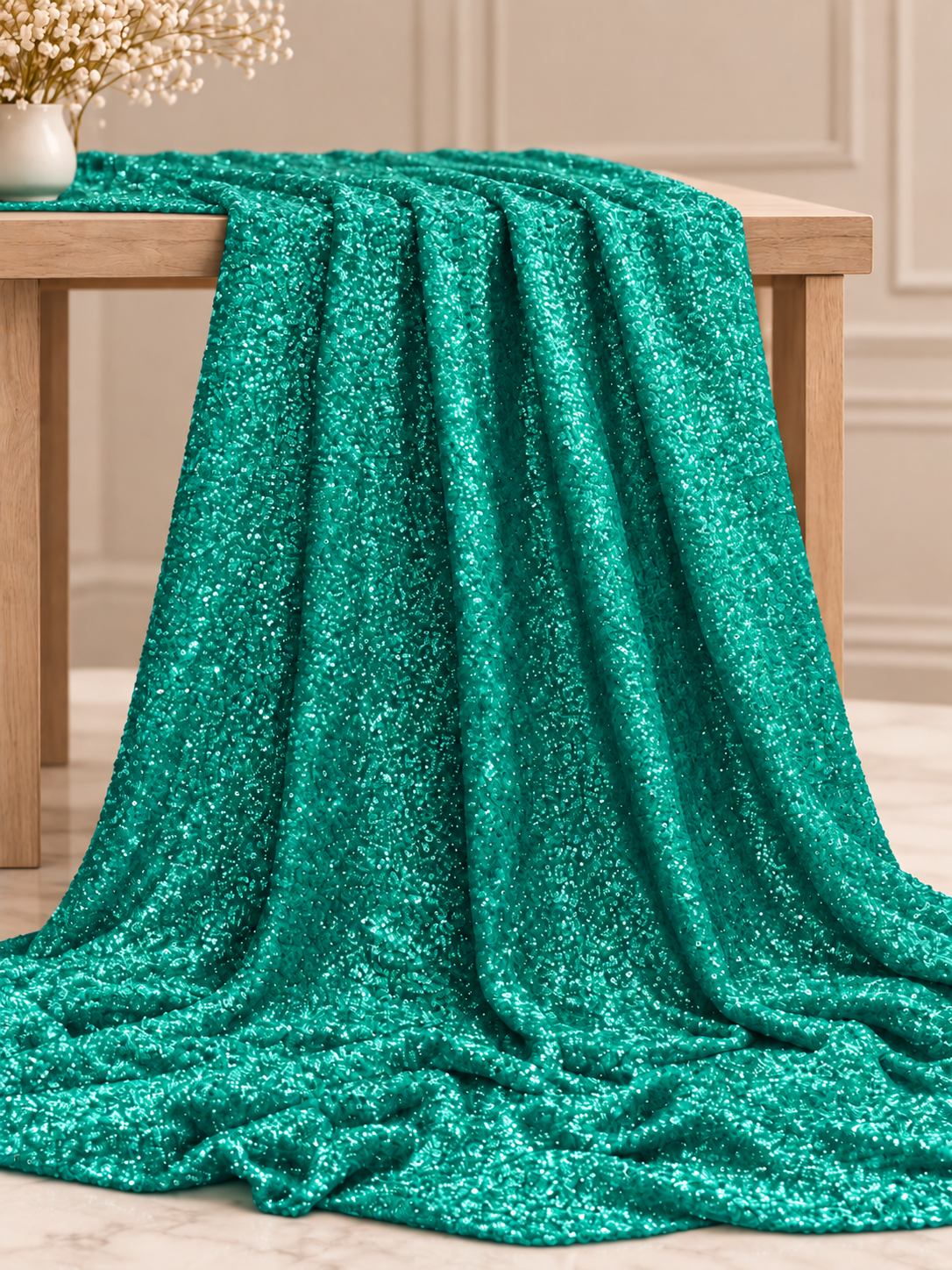 Embroidered fabric Tiffany Green Georgette Sequin fabric Wedding Indian Lehenga Fabric Dupatta Dress fabric Embroidery fabric by the yard meter
