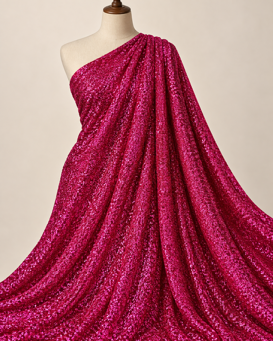 Pink embroidered georgette fabric, Sequin fabric, Wedding dress, Bridesmaid dress, Fabric store, Fashion fabric, Luxury fabric - SQAF12