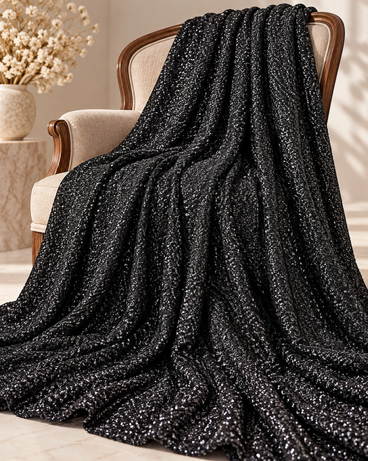 Embroidered fabric Black Georgette Sequin fabric Wedding Indian Lehenga Fabric Dupatta Dress fabric Embroidery fabric by the yard meter