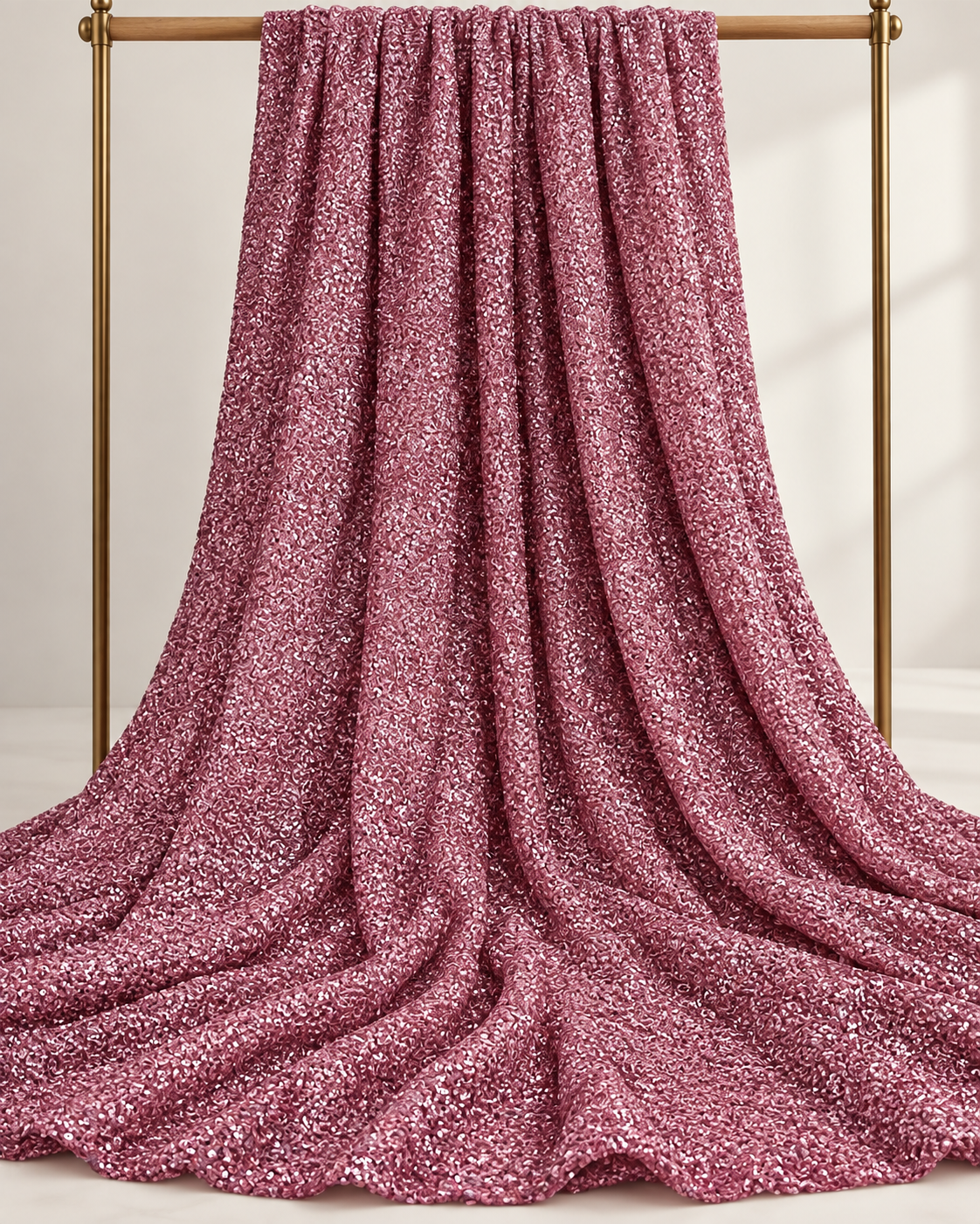 Blush pink embroidered fabric, Georgette sequin fabric, Haute couture, Couture fashion, Fabric store, Royal fabric, Wedding dress, Bridesmaid dress - SQAF15