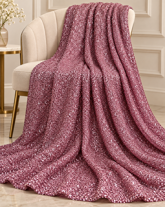 Blush pink embroidered fabric, Georgette sequin fabric, Haute couture, Couture fashion, Fabric store, Royal fabric, Wedding dress, Bridesmaid dress - SQAF15