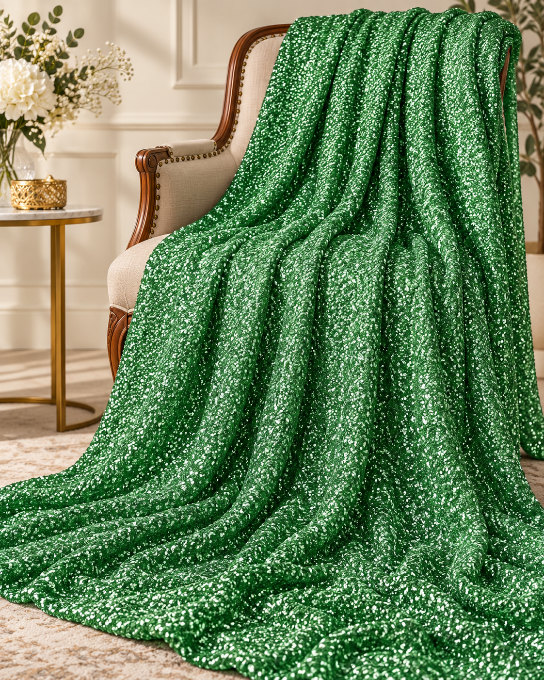 Embroidered fabric Green Georgette Sequin fabric Wedding Indian Lehenga Fabric Dupatta Dress fabric Embroidery fabric by the yard meter
