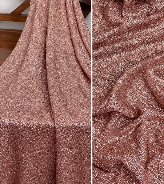 Embroidered Sequins Georgette Fabric in Rose Gold color, Multiple lengths will come in the continuous piece - SQAF26