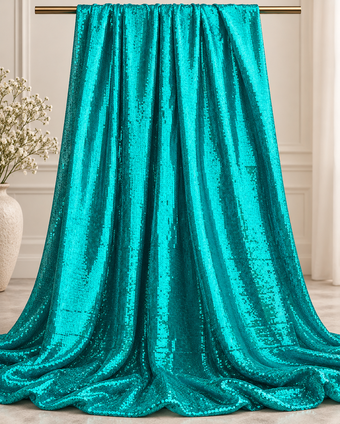 Embroidered fabric Teal Georgette Sequin fabric Wedding Indian Lehenga Fabric Dupatta Dress fabric Embroidery fabric by the yard meter