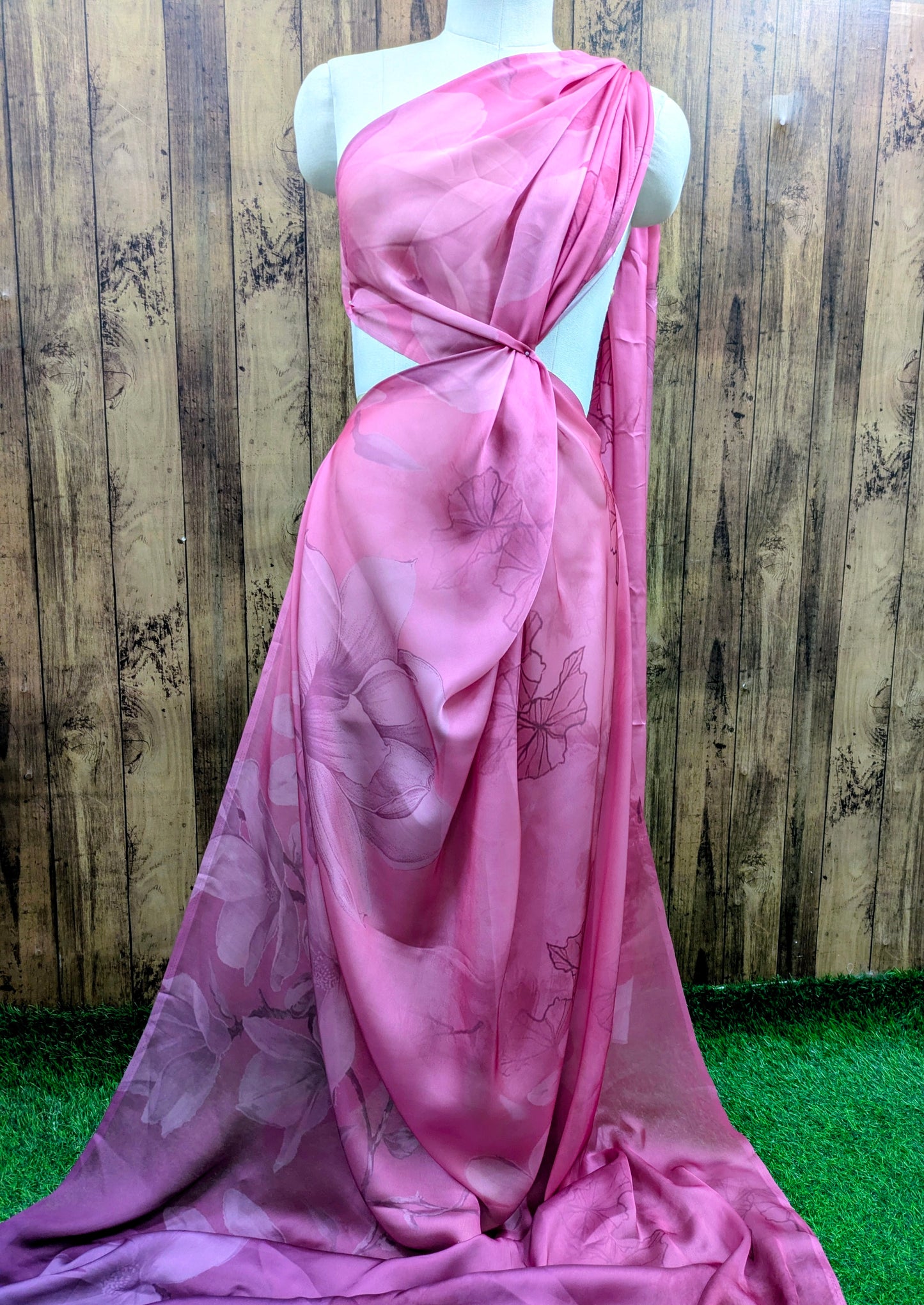 Saree Fabric Sarong Fabric Crepe Draping beach Party fabric Printed Sarong, Soft cotton Dupatta Print scarves Pink Black Silk Crepe Fabric