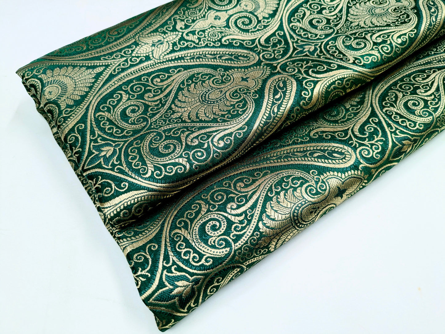 Brocade Fabric Green Gold Jacquard High Quality fabric by the yard Fabric for wedding dress Brocart Tissu Upholstery fabric - NFAF182