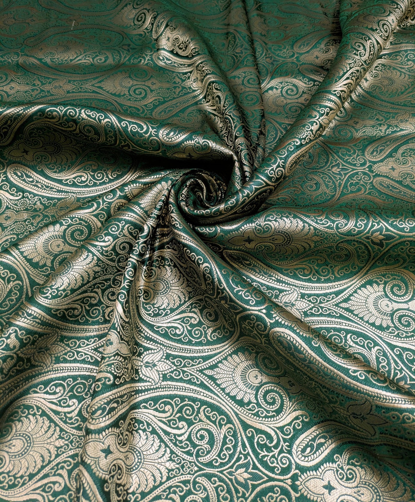 Brocade Fabric Green Gold Jacquard High Quality fabric by the yard Fabric for wedding dress Brocart Tissu Upholstery fabric - NFAF182