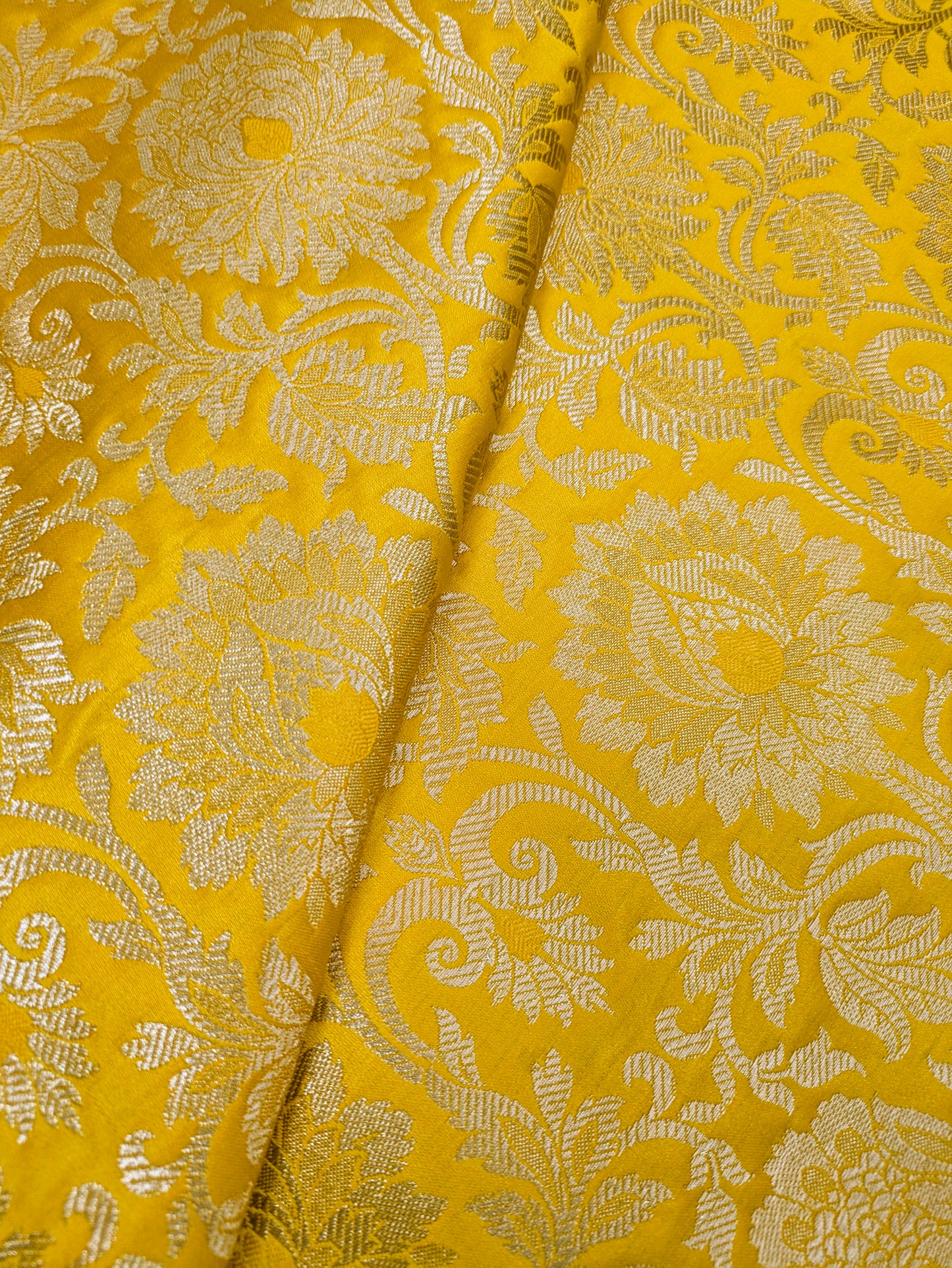 Indian Brocade Fabric Yellow & Gold Brocade Jacquard fabric Home décor fabric Wedding fabric Gothic fabric Brocade Fabric by the yard