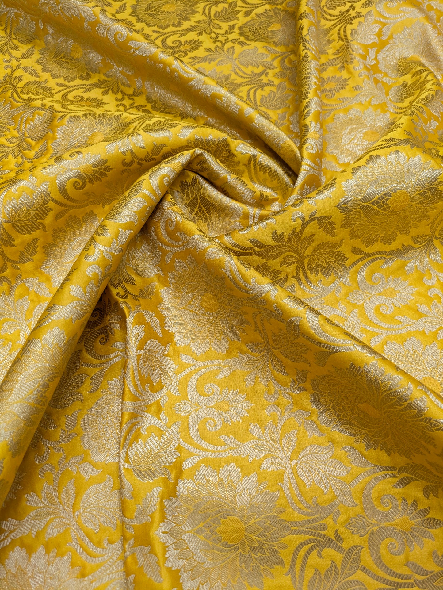 Indian Brocade Fabric Yellow & Gold Brocade Jacquard fabric Home décor fabric Wedding fabric Gothic fabric Brocade Fabric by the yard