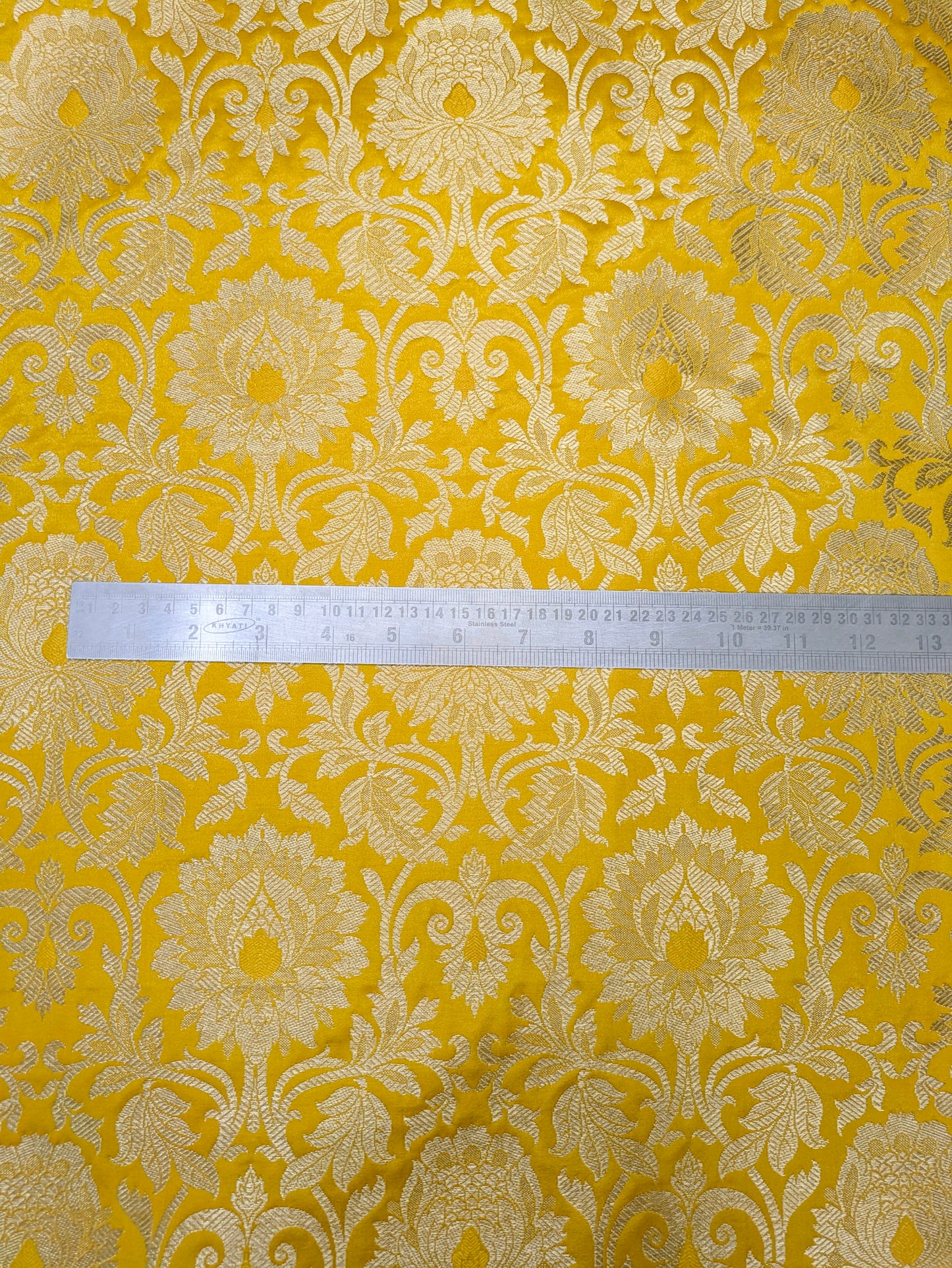 Indian Brocade Fabric Yellow & Gold Brocade Jacquard fabric Home décor fabric Wedding fabric Gothic fabric Brocade Fabric by the yard