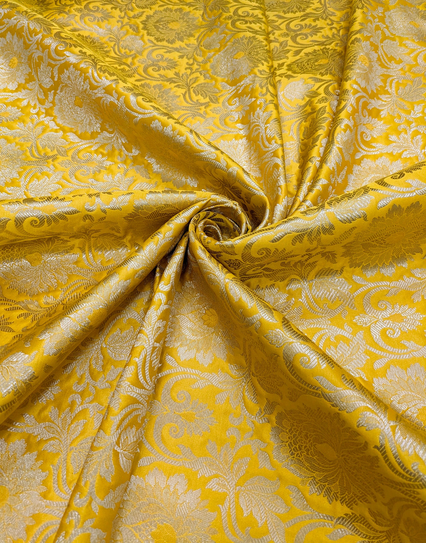 Indian Brocade Fabric Yellow & Gold Brocade Jacquard fabric Home décor fabric Wedding fabric Gothic fabric Brocade Fabric by the yard