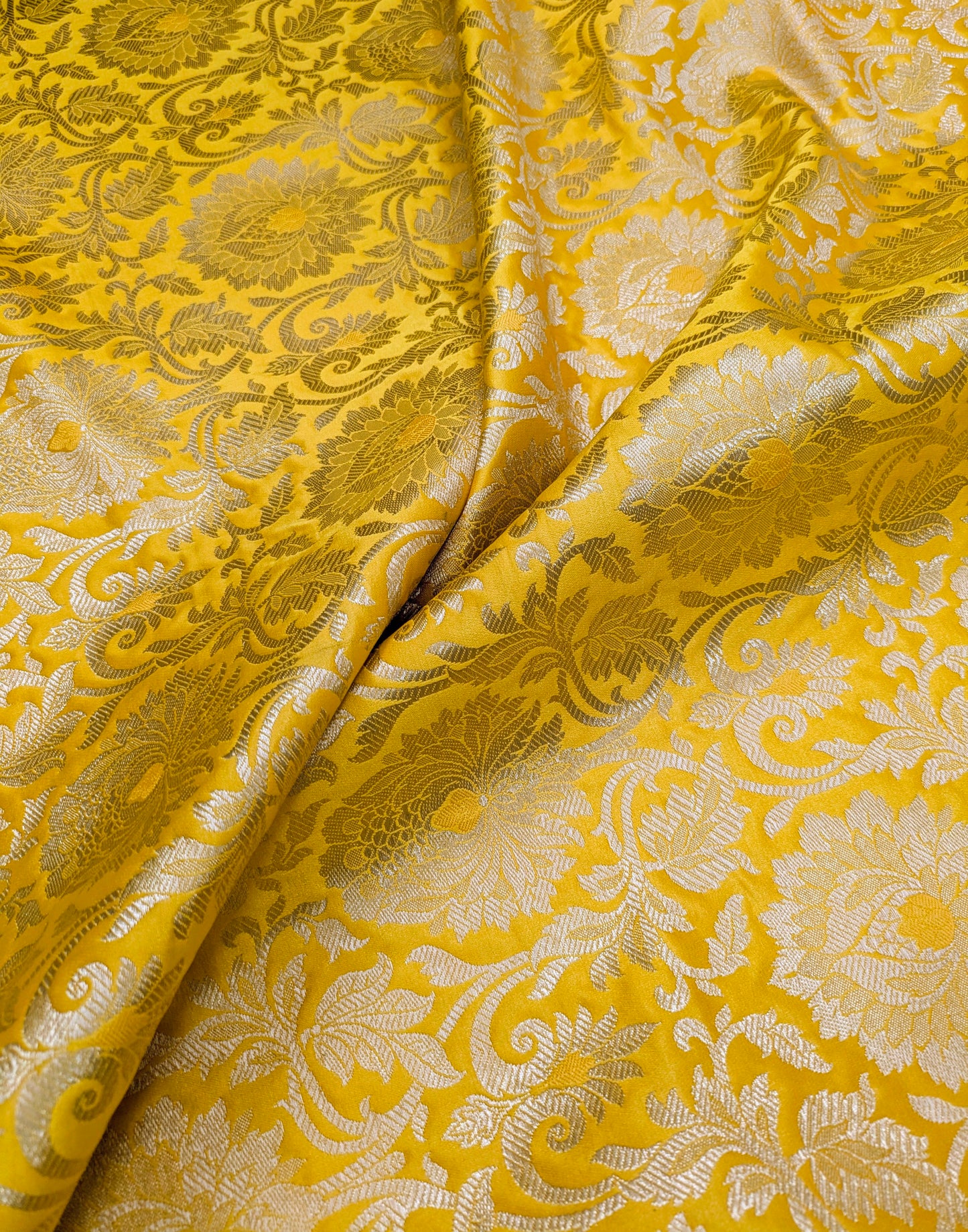 Indian Brocade Fabric Yellow & Gold Brocade Jacquard fabric Home décor fabric Wedding fabric Gothic fabric Brocade Fabric by the yard