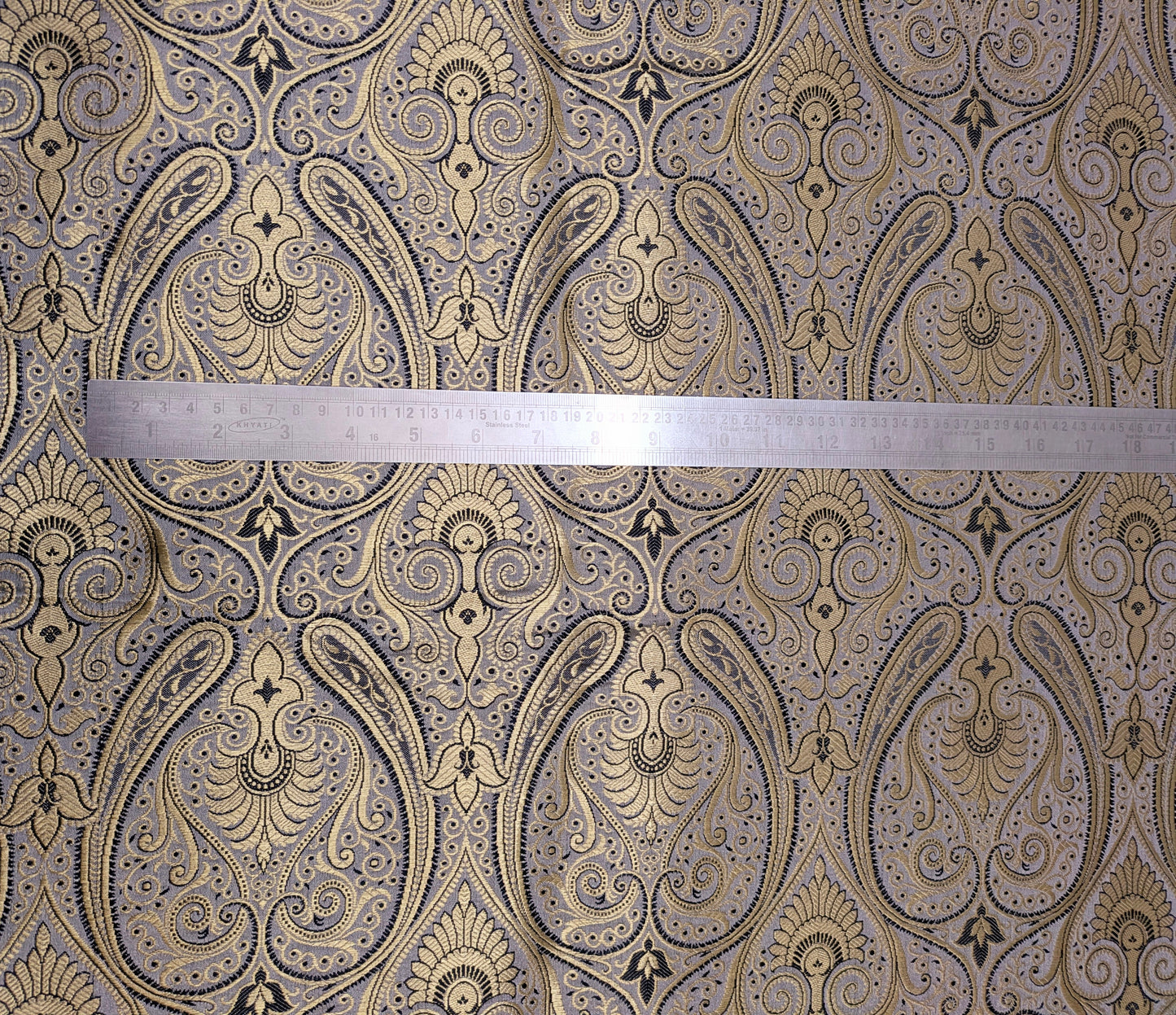Indian banarasi brocade fabric Medieval fabric Gray Gold Paisley Wedding dress brocade festival clothing  Dress Material NFAF33