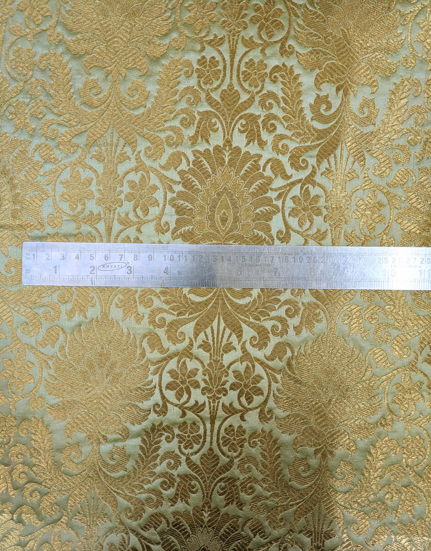 Jacquard Brocade fabric Light Green Gold Dress Fabric Wedding bridal Silk brocade Home Decor Upholstery Brocade fabric by the yard meter NFAF460