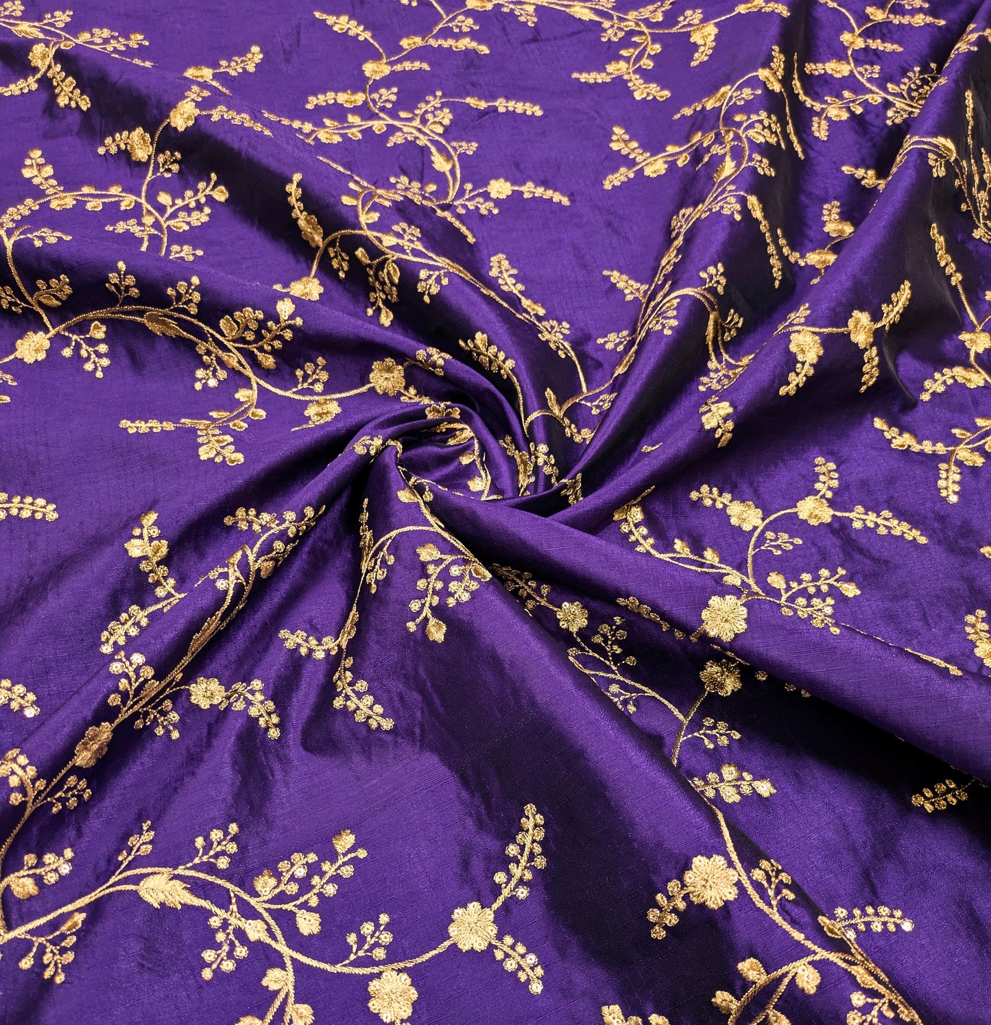 Purple and gold embroidered fabric, Wedding dress, Bridesmaid dress, Indian fabric, Luxury fabric, Haute couture, Fashion fabric - NFAF549