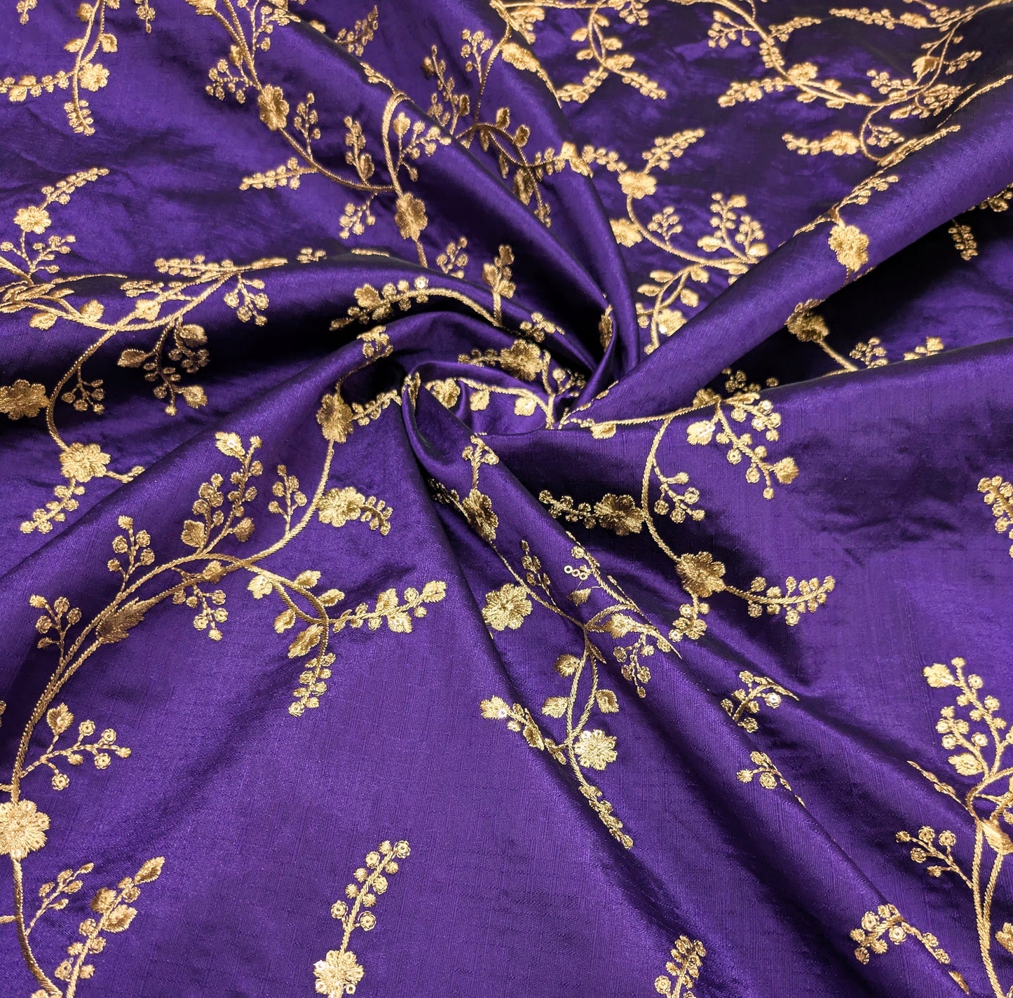 Purple and gold embroidered fabric, Wedding dress, Bridesmaid dress, Indian fabric, Luxury fabric, Haute couture, Fashion fabric - NFAF549