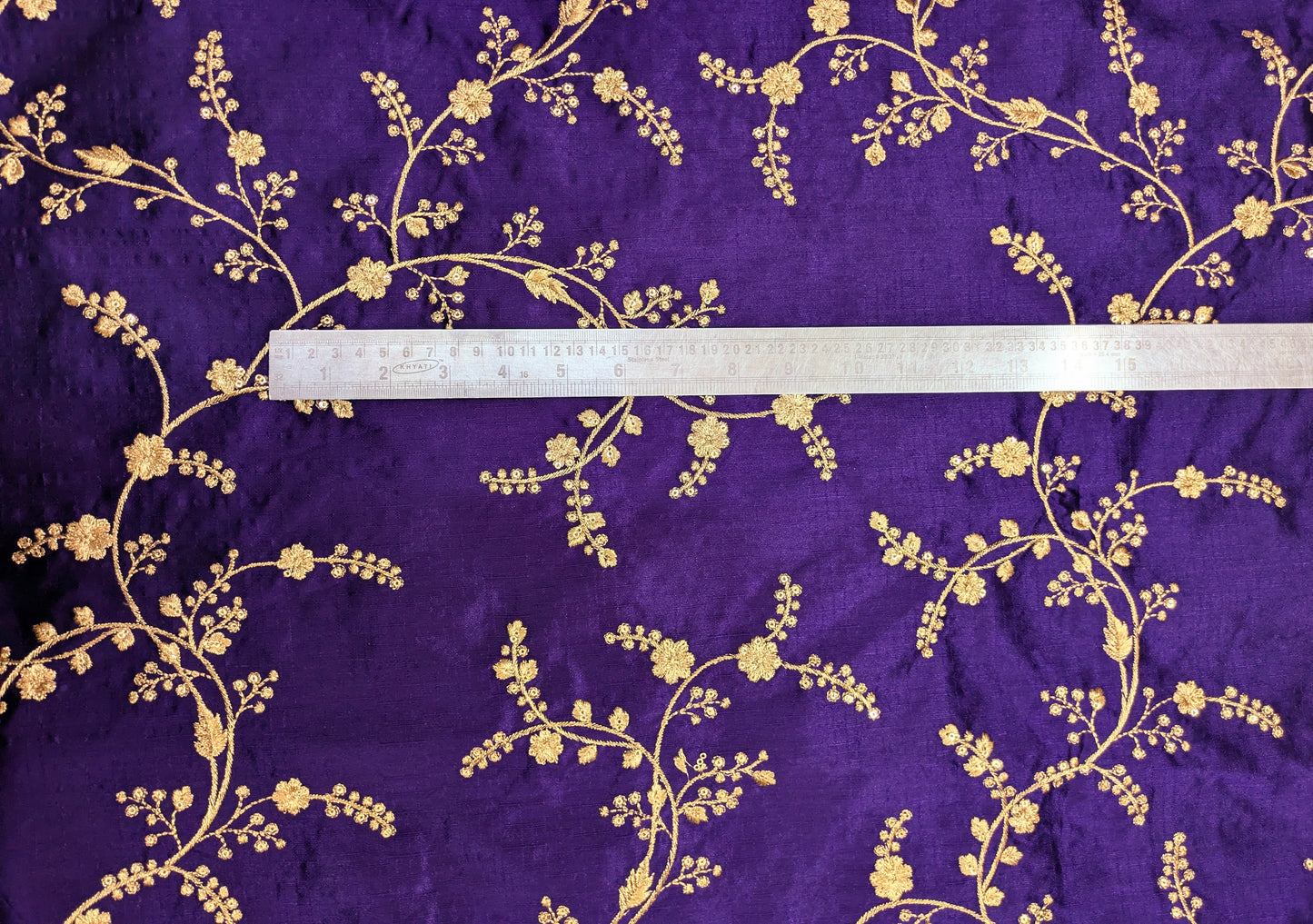 Purple and gold embroidered fabric, Wedding dress, Bridesmaid dress, Indian fabric, Luxury fabric, Haute couture, Fashion fabric - NFAF549