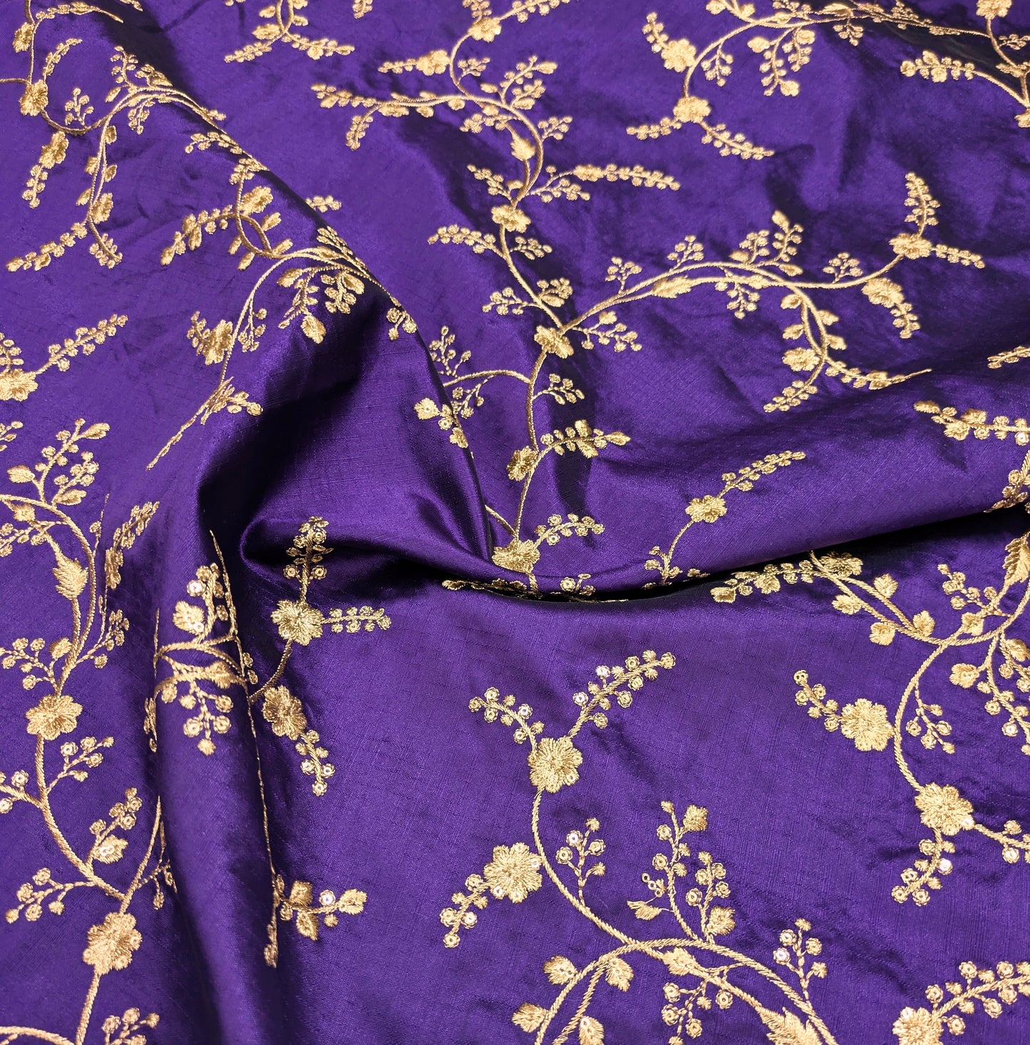 Purple and gold embroidered fabric, Wedding dress, Bridesmaid dress, Indian fabric, Luxury fabric, Haute couture, Fashion fabric - NFAF549