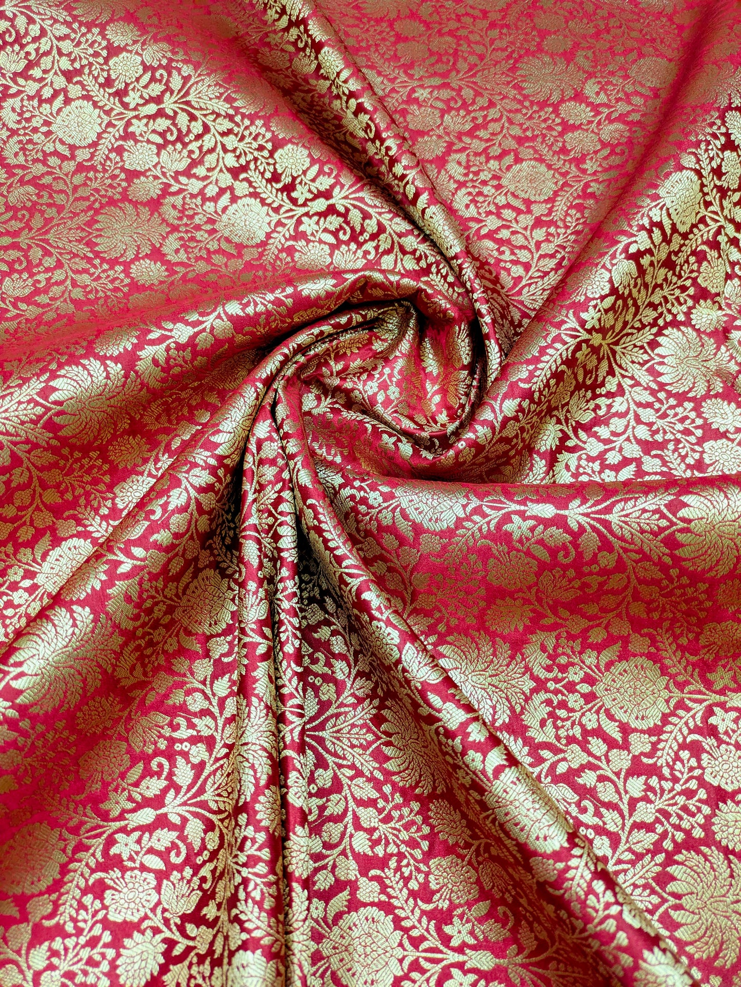 Indian Brocade fabric Jacquard damask fabric Red Gold fabric Wedding bridal fabric Luxury dress fabric Upholstery fabric by the yard NFAF559