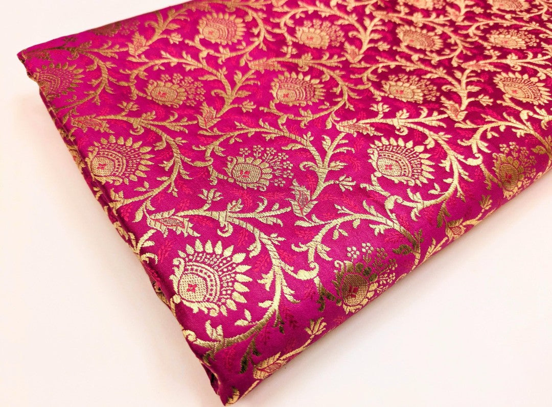 Brocade fabric Pink Gold Jacquard Damask Rayon Silk brocade Fabric Wedding Bridal High Grade Designer fabric by the yard Material NFAF85