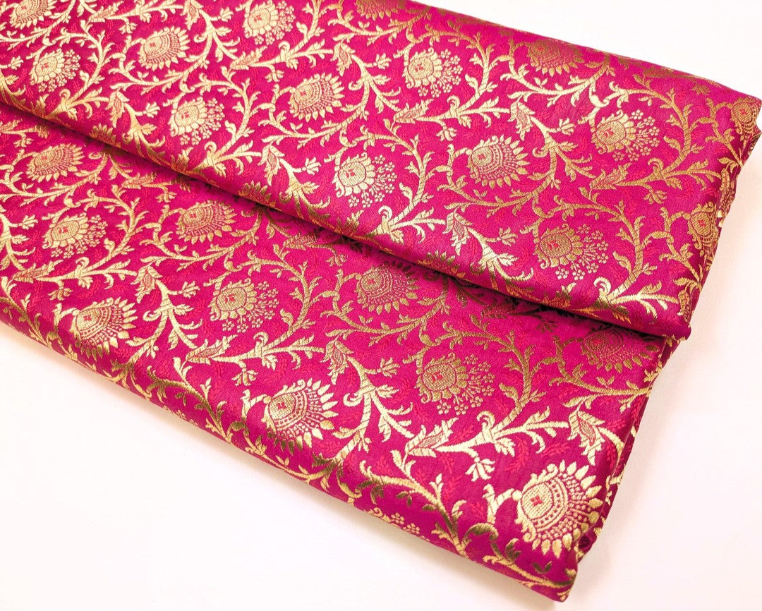 Brocade fabric Pink Gold Jacquard Damask Rayon Silk brocade Fabric Wedding Bridal High Grade Designer fabric by the yard Material NFAF85
