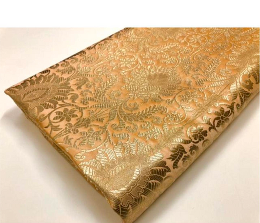 Brocade fabric Beige Gold Jacquard Damask Rayon Silk brocade Fabric Wedding Bridal High Grade Designer fabric by the yard Material NFAF117