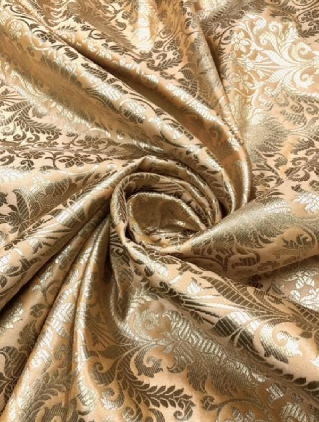 Brocade fabric Beige Gold Jacquard Damask Rayon Silk brocade Fabric Wedding Bridal High Grade Designer fabric by the yard Material NFAF117