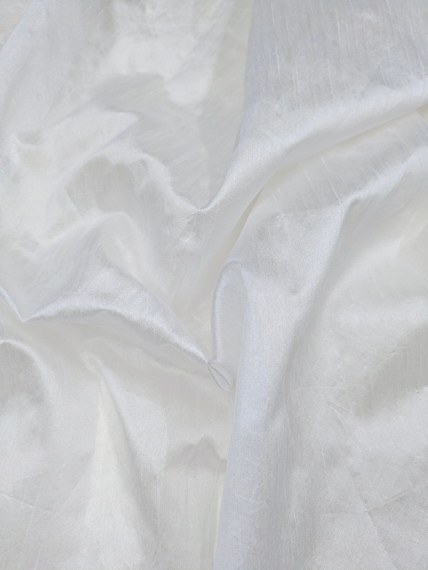 White Poly Raw Silk Faux Dupion 100% Polyester Upholstery Fabric Bridal Craft Dress Quilting Material TSF01