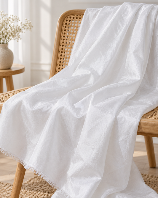 White Poly Raw Silk Faux Dupion 100% Polyester Upholstery Fabric Bridal Craft Dress Quilting Material TSF01