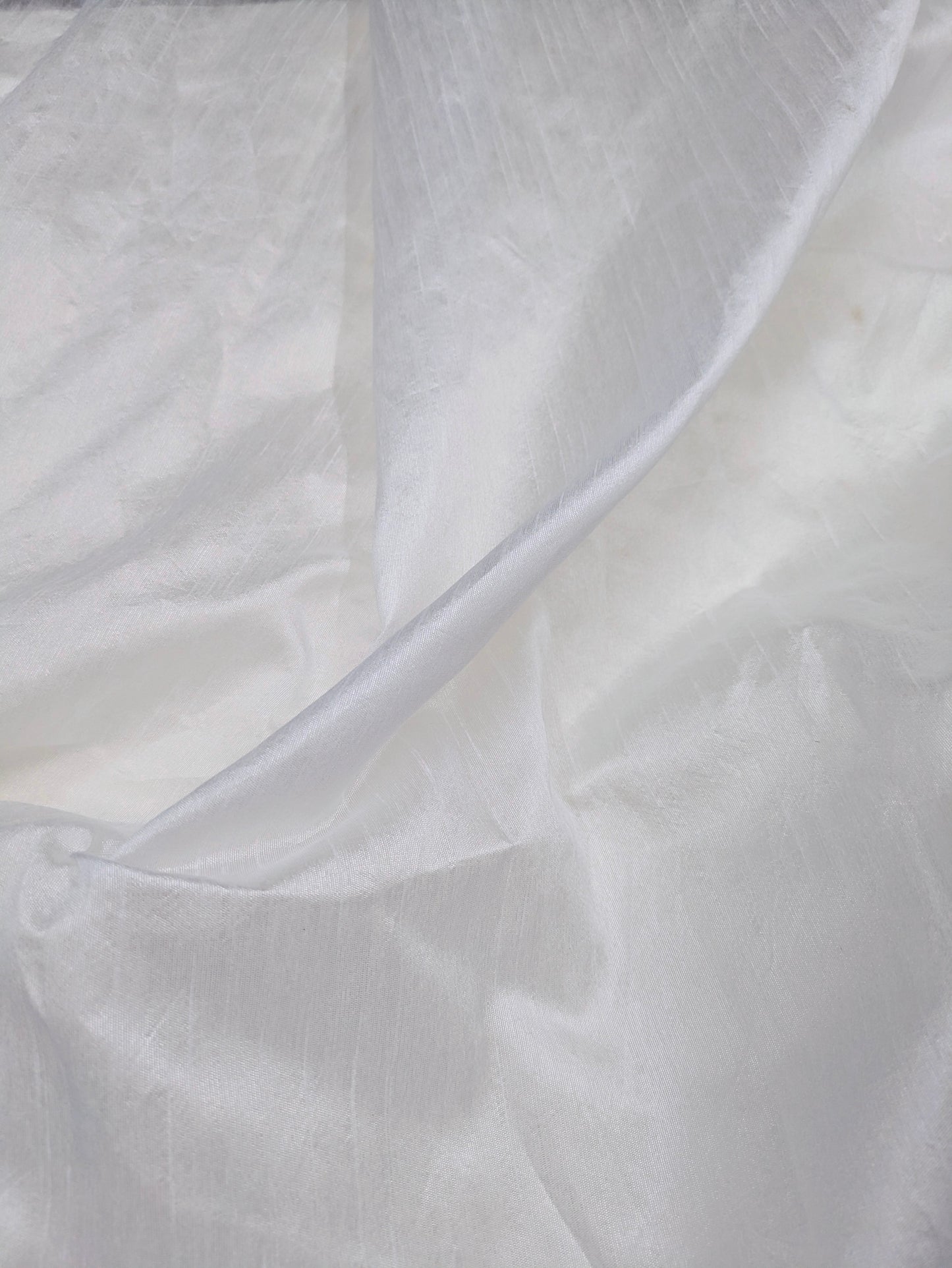 White Poly Raw Silk Faux Dupion 100% Polyester Upholstery Fabric Bridal Craft Dress Quilting Material TSF01