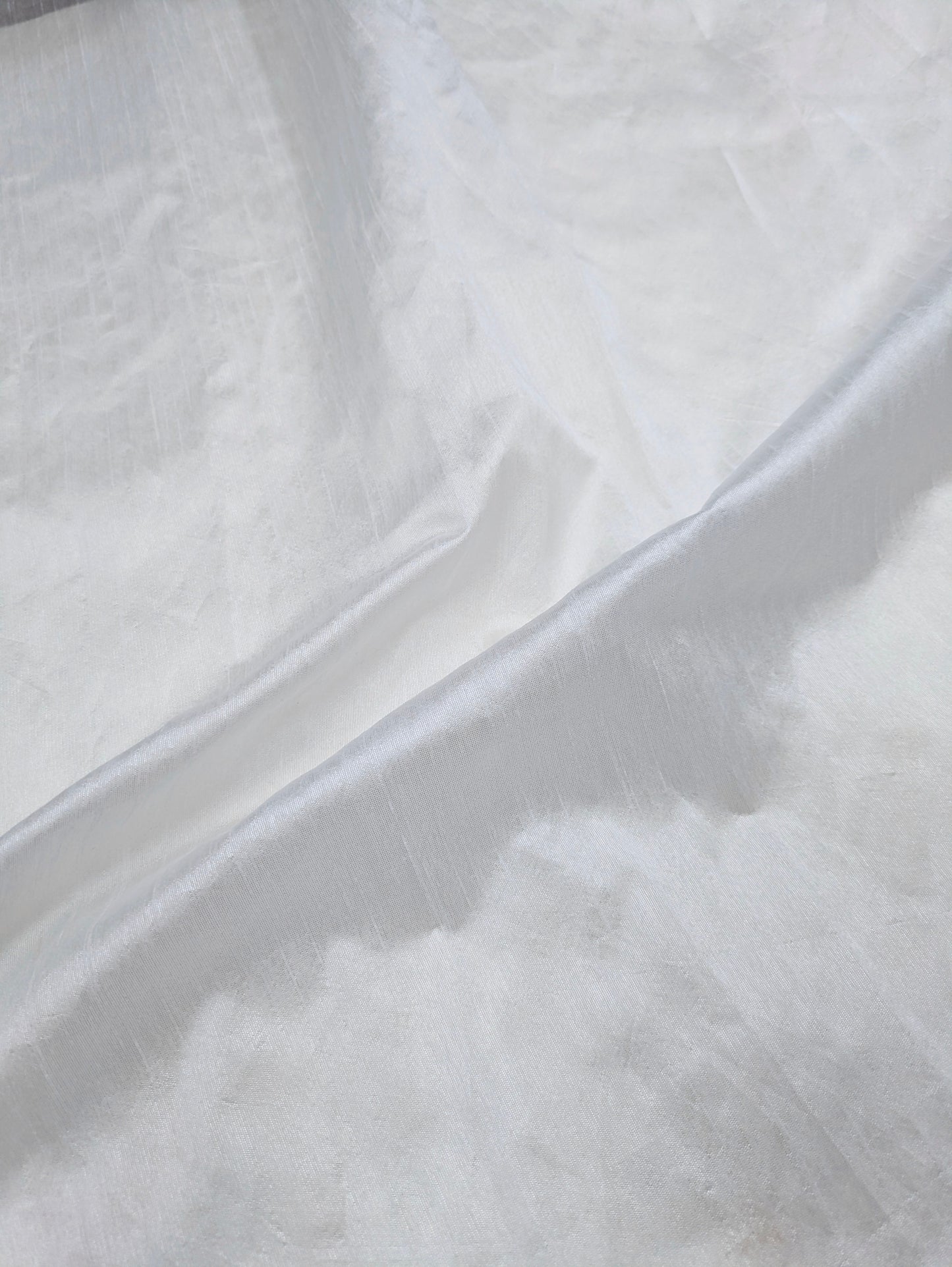 White Poly Raw Silk Faux Dupion 100% Polyester Upholstery Fabric Bridal Craft Dress Quilting Material TSF01