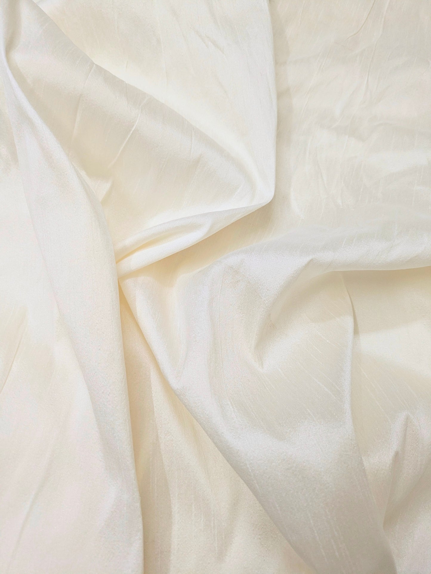 Off White Poly Raw Silk Faux Dupion 100% Polyester Upholstery Fabric Bridal Craft Dress Quilting Material TSF03