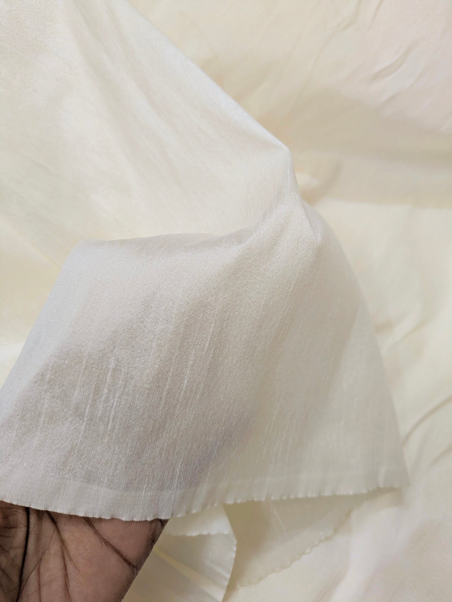 Off White Poly Raw Silk Faux Dupion 100% Polyester Upholstery Fabric Bridal Craft Dress Quilting Material TSF03