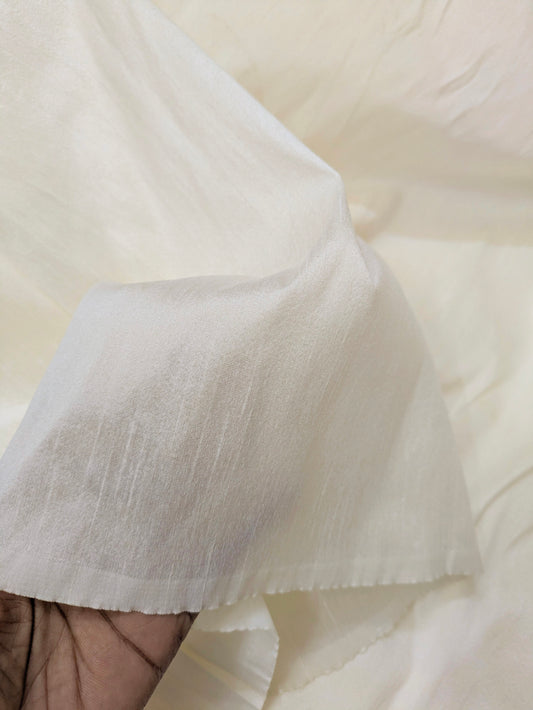 Off White Poly Raw Silk Faux Dupion 100% Polyester Upholstery Fabric Bridal Craft Dress Quilting Material TSF03