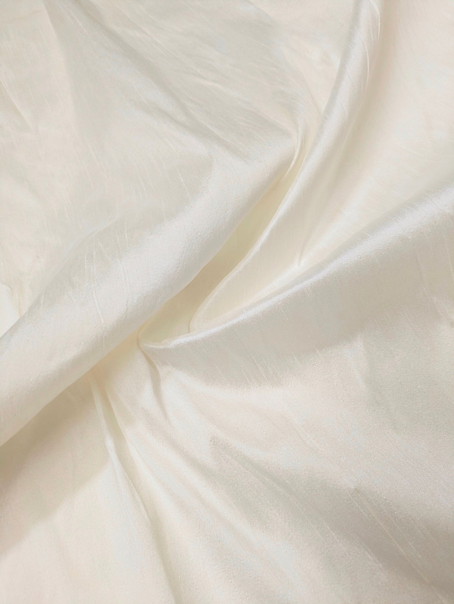 Off White Poly Raw Silk Faux Dupion 100% Polyester Upholstery Fabric Bridal Craft Dress Quilting Material TSF03