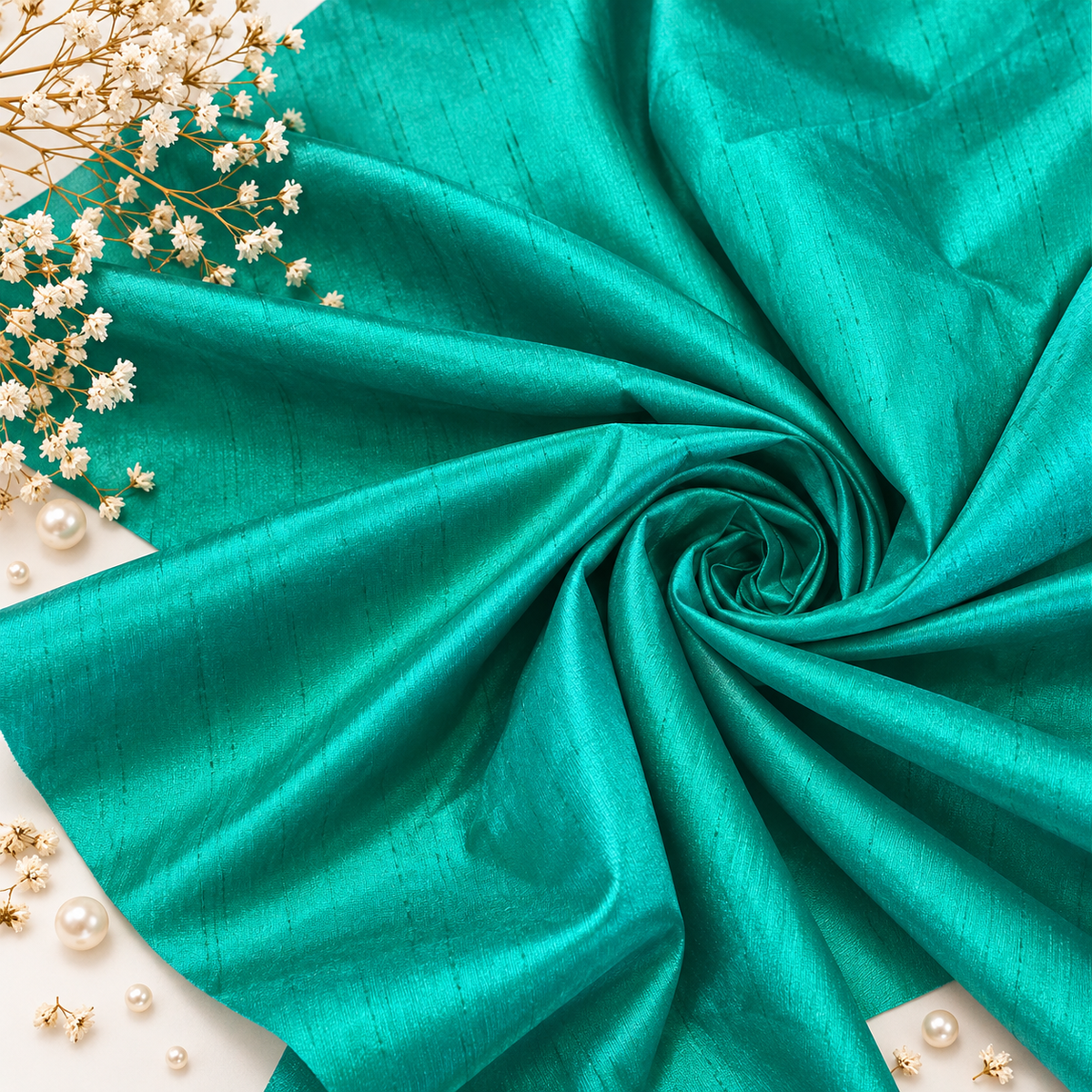 Green Poly Raw Silk Faux Dupion 100% Polyester Upholstery Fabric Bridal Craft Dress Quilting Material TSF39