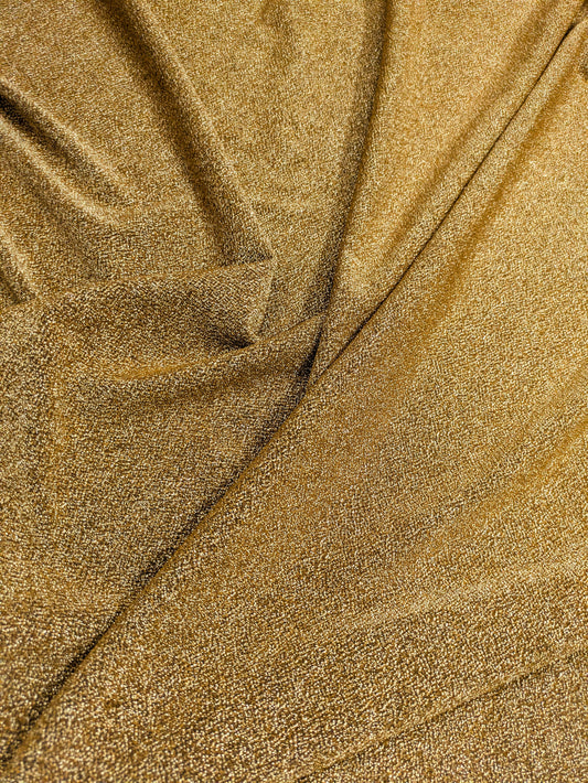 Lurex Glitter Fabric/Shimmer Stretch Fabric in Gold color, Sparkle Fabric, Wedding dress, Luxury fabric, Fashion fabric - VLTF1079