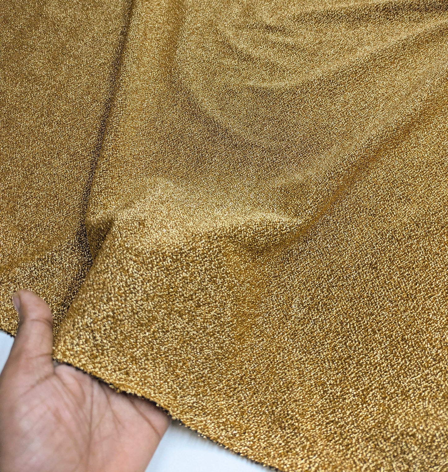 Lurex Glitter Fabric/Shimmer Stretch Fabric in Gold color, Sparkle Fabric, Wedding dress, Luxury fabric, Fashion fabric - VLTF1079