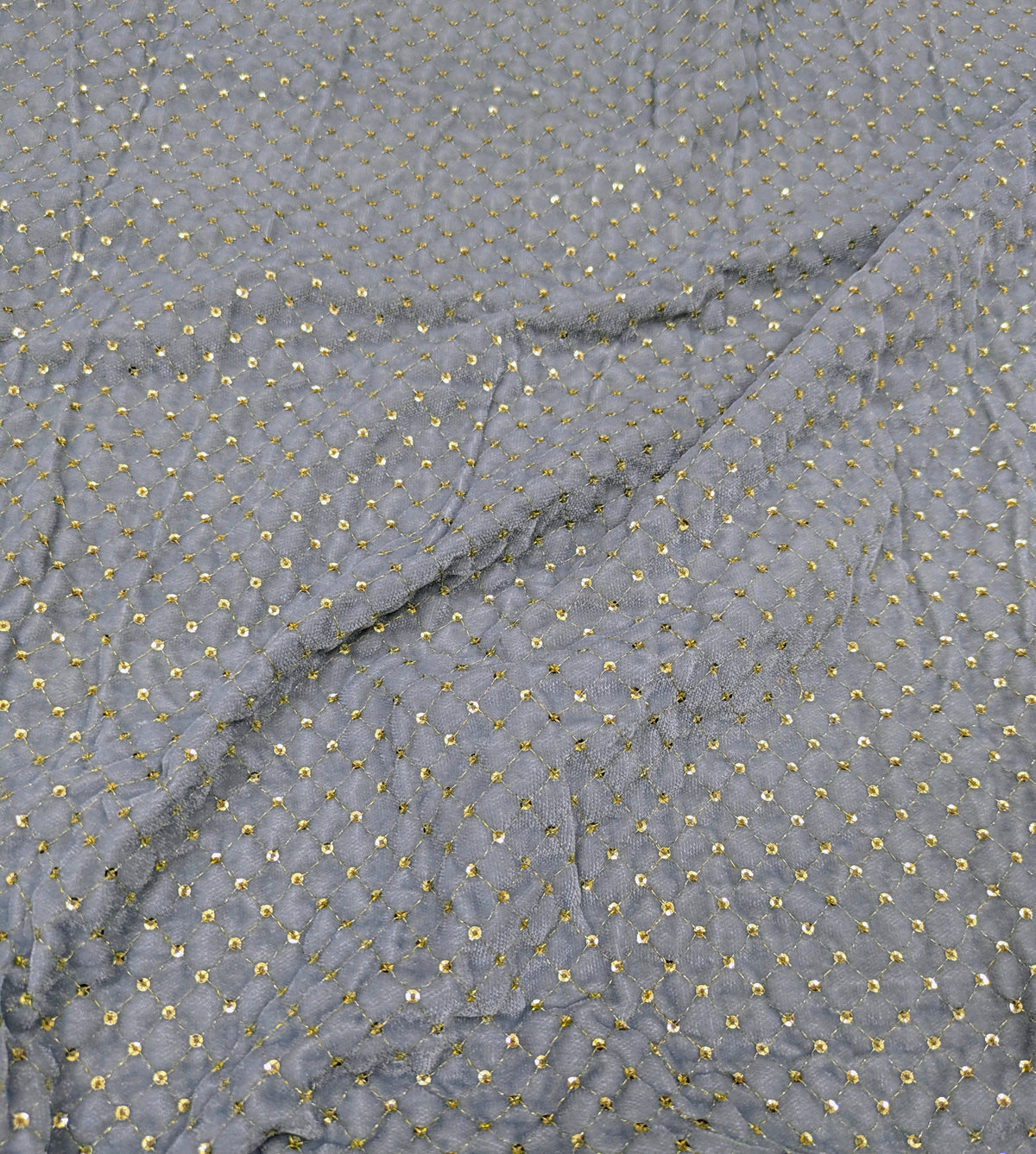 Gray & Gold embroidered velvet fabric, Stretch fabric, Haute couture, Embroidery design, Luxury fabric, Bridesmaid dress - VLTF23