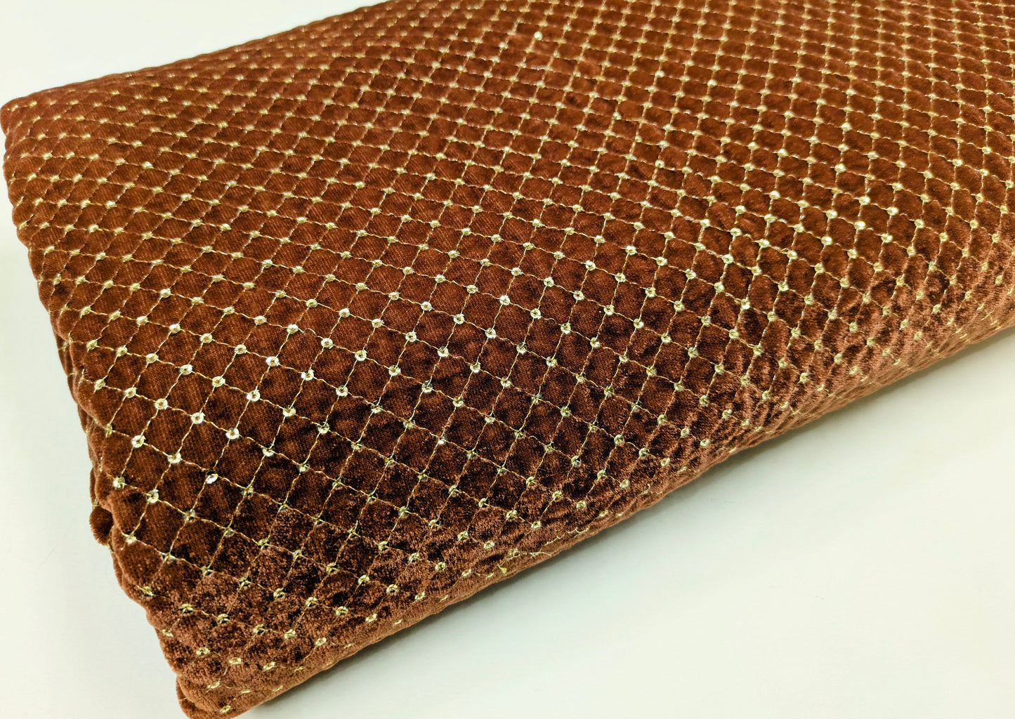 Rust & Gold embroidered velvet fabric, Stretch fabric, Haute couture, Embroidery design, Luxury fabric, Bridesmaid dress - VLTF24