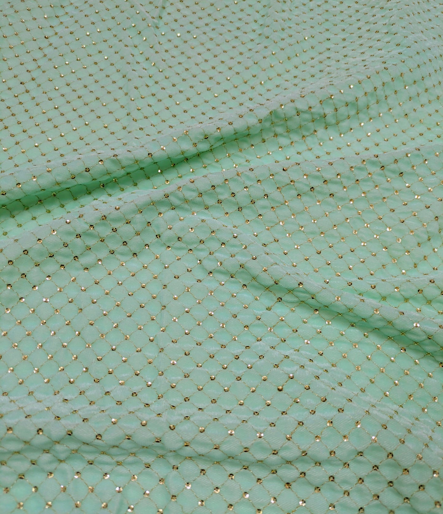 Mint green embroidered velvet fabric, Stretch fabric, Haute couture, Embroidery design, Luxury fabric, Bridesmaid dress - VLTF906